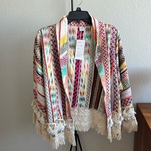 Woven bohemian jacket with silver coin detailing - NWT